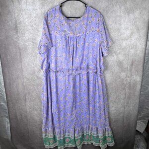 Lauren Conrad Women’s Plus 4X Purple Floral Boho Midi Dress